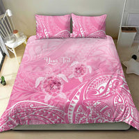 Personalised Polynesia Breast Cancer Awareness Bedding Set No One Fights Alone Turtle Ribbon - Pink Version