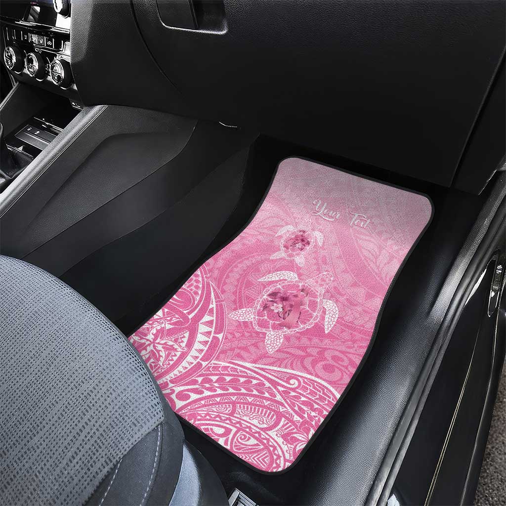 Personalised Polynesia Breast Cancer Awareness Car Mats No One Fights Alone Turtle Ribbon - Pink Version LT14 - Polynesian Pride