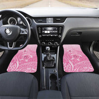 Personalised Polynesia Breast Cancer Awareness Car Mats No One Fights Alone Turtle Ribbon - Pink Version LT14 Set 2pcs - Front Pink - Polynesian Pride