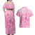 Personalised Polynesia Breast Cancer Awareness Couples Matching Off Shoulder Maxi Dress and Hawaiian Shirt No One Fights Alone Turtle Ribbon - Pink Version