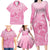 Personalised Polynesia Breast Cancer Awareness Family Matching Long Sleeve Bodycon Dress and Hawaiian Shirt No One Fights Alone Turtle Ribbon - Pink Version