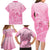 Personalised Polynesia Breast Cancer Awareness Family Matching Long Sleeve Bodycon Dress and Hawaiian Shirt No One Fights Alone Turtle Ribbon - Pink Version