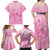 Personalised Polynesia Breast Cancer Awareness Family Matching Off Shoulder Maxi Dress and Hawaiian Shirt No One Fights Alone Turtle Ribbon - Pink Version