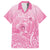 Personalised Polynesia Breast Cancer Awareness Family Matching Off Shoulder Maxi Dress and Hawaiian Shirt No One Fights Alone Turtle Ribbon - Pink Version