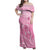 Personalised Polynesia Breast Cancer Awareness Family Matching Off Shoulder Maxi Dress and Hawaiian Shirt No One Fights Alone Turtle Ribbon - Pink Version