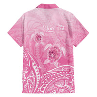 Personalised Polynesia Breast Cancer Awareness Family Matching Puletasi and Hawaiian Shirt No One Fights Alone Turtle Ribbon - Pink Version LT14 - Polynesian Pride