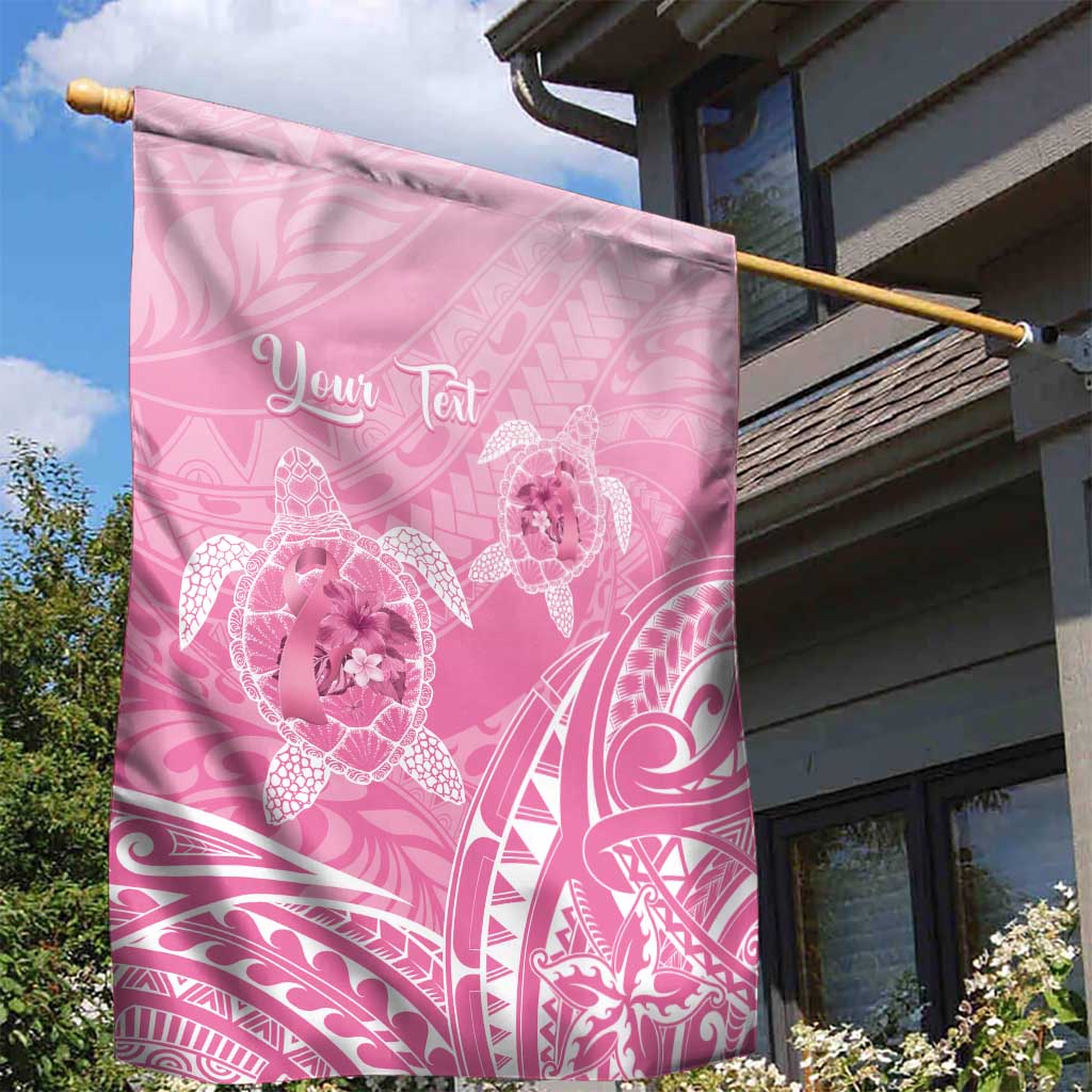 Personalised Polynesia Breast Cancer Awareness Garden Flag No One Fights Alone Turtle Ribbon - Pink Version LT14 - Polynesian Pride