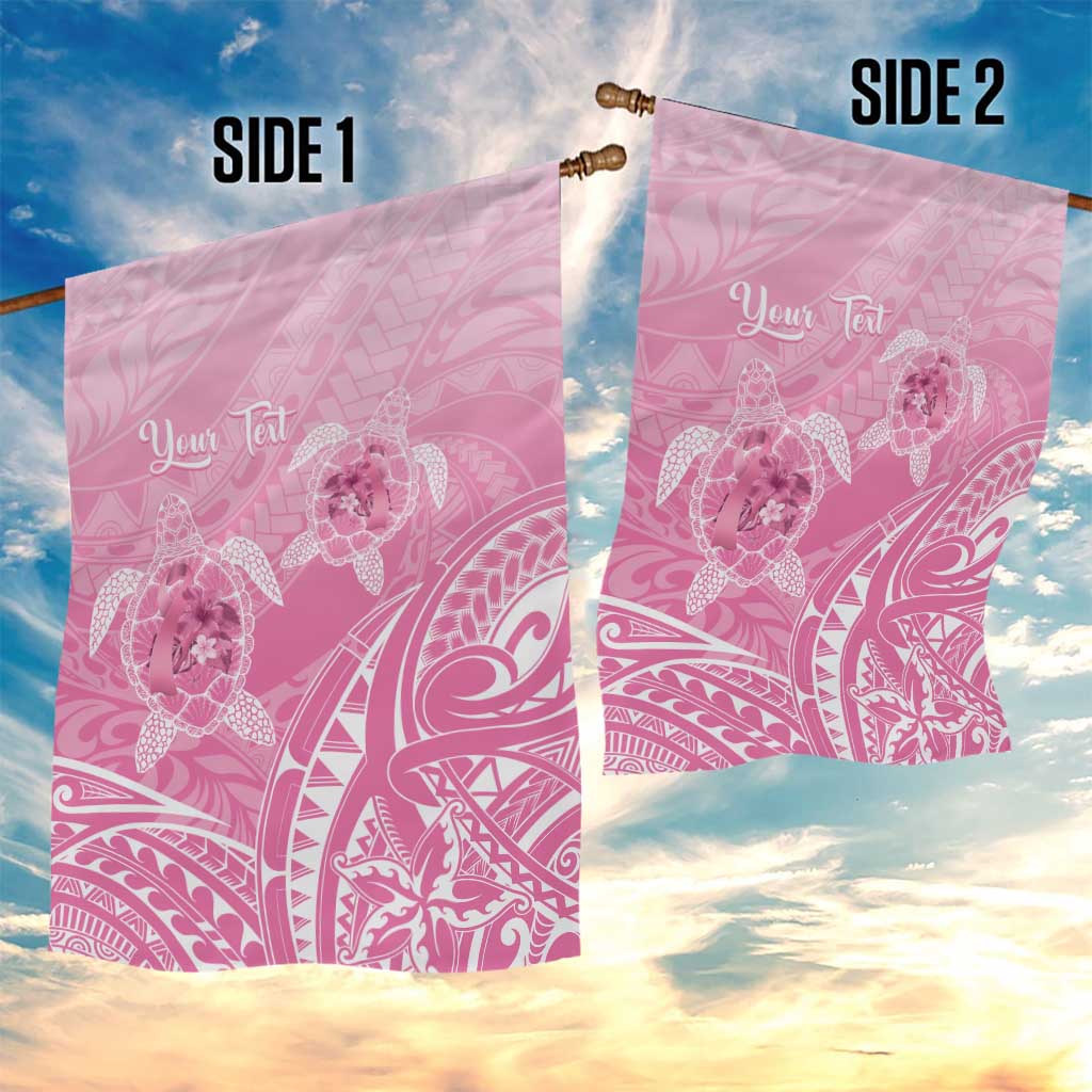 Personalised Polynesia Breast Cancer Awareness Garden Flag No One Fights Alone Turtle Ribbon - Pink Version LT14 - Polynesian Pride