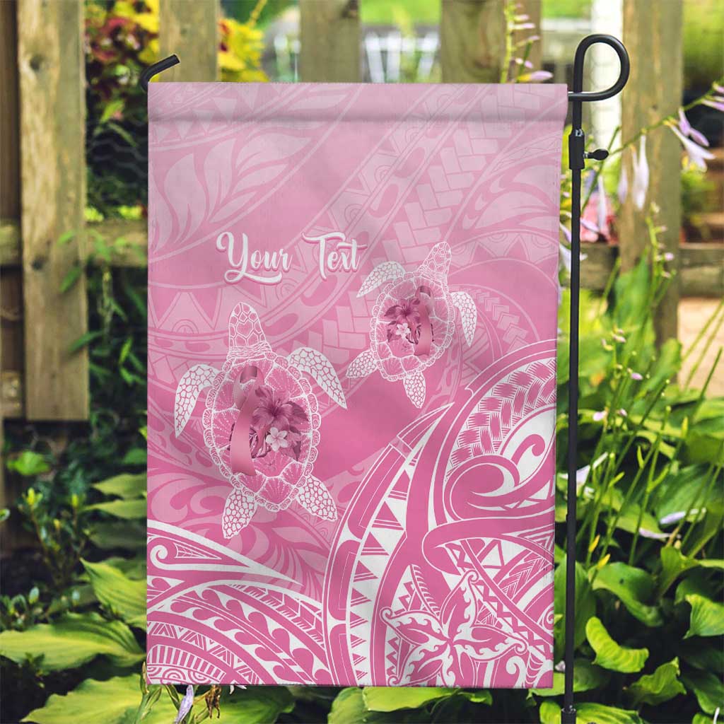 Personalised Polynesia Breast Cancer Awareness Garden Flag No One Fights Alone Turtle Ribbon - Pink Version LT14 Garden Flag Pink - Polynesian Pride