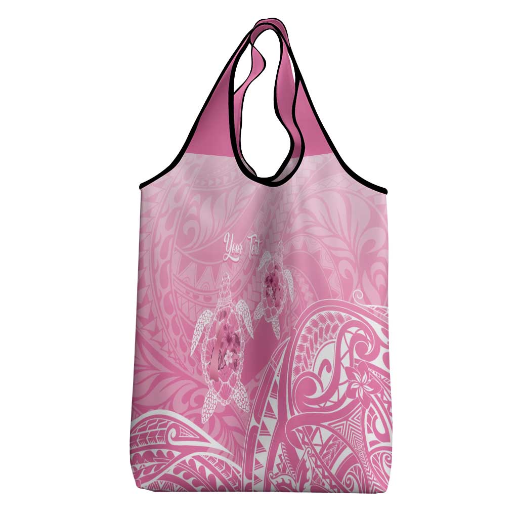 Personalised Polynesia Breast Cancer Awareness Grocery Bag No One Fights Alone Turtle Ribbon - Pink Version