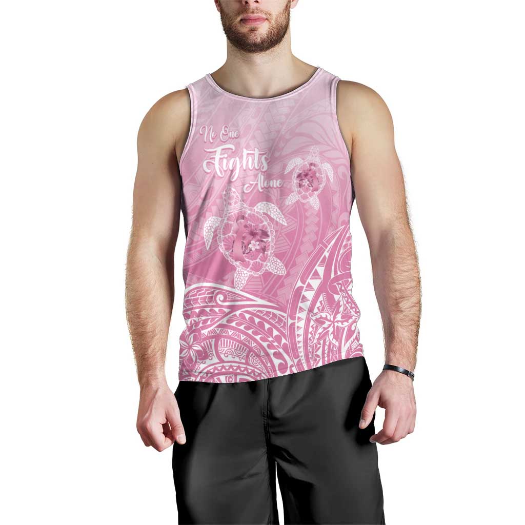 Personalised Polynesia Breast Cancer Awareness Men Tank Top No One Fights Alone Turtle Ribbon - Pink Version LT14 - Polynesian Pride