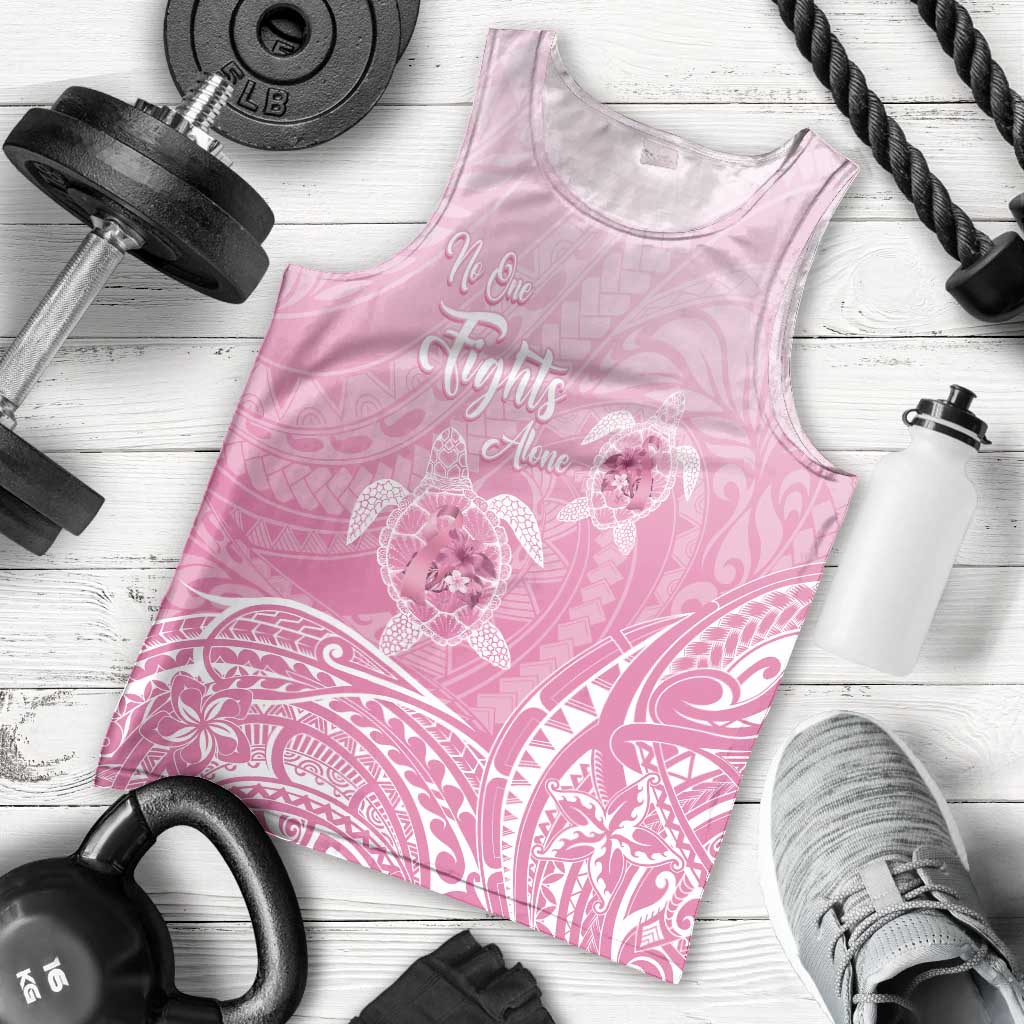 Personalised Polynesia Breast Cancer Awareness Men Tank Top No One Fights Alone Turtle Ribbon - Pink Version LT14 - Polynesian Pride