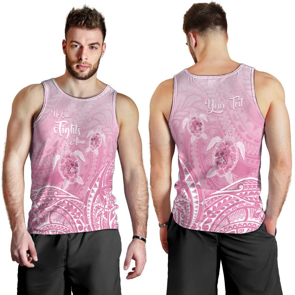 Personalised Polynesia Breast Cancer Awareness Men Tank Top No One Fights Alone Turtle Ribbon - Pink Version LT14 - Polynesian Pride