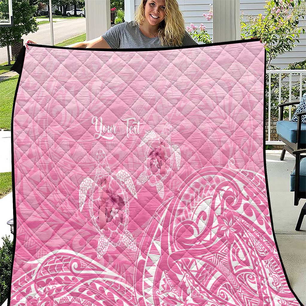 Personalised Polynesia Breast Cancer Awareness Quilt No One Fights Alone Turtle Ribbon - Pink Version