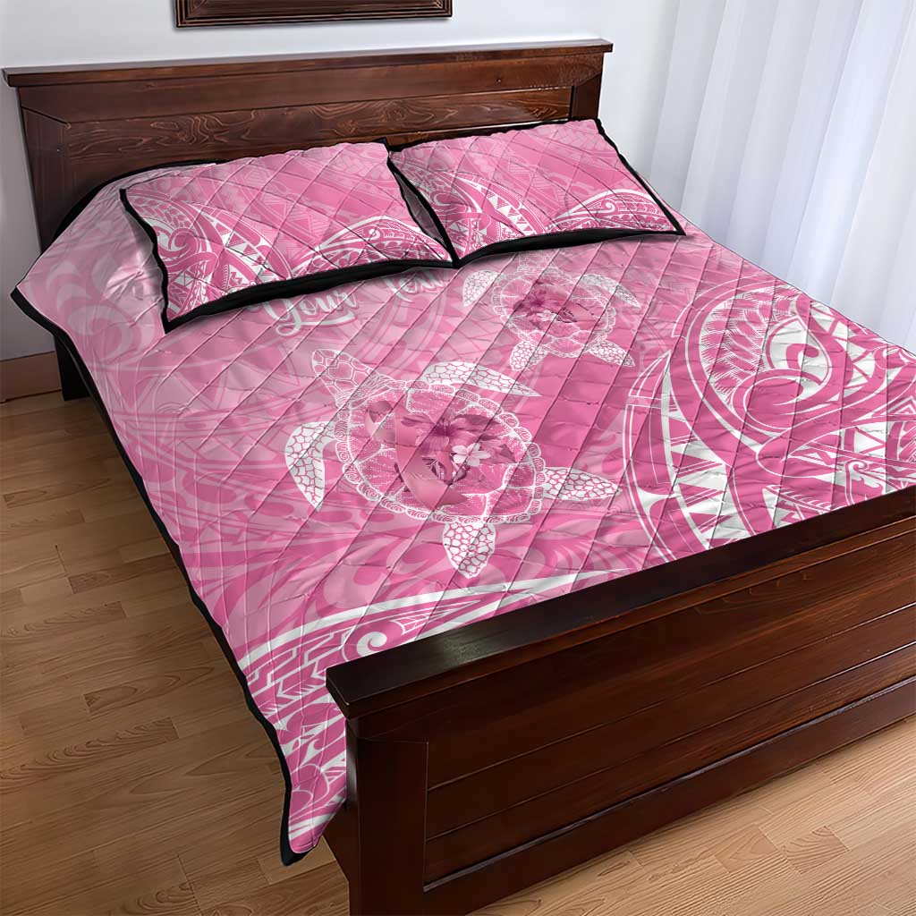 Personalised Polynesia Breast Cancer Awareness Quilt Bed Set No One Fights Alone Turtle Ribbon - Pink Version LT14 - Polynesian Pride