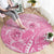 Personalised Polynesia Breast Cancer Awareness Round Carpet No One Fights Alone Turtle Ribbon - Pink Version