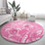 Personalised Polynesia Breast Cancer Awareness Round Carpet No One Fights Alone Turtle Ribbon - Pink Version