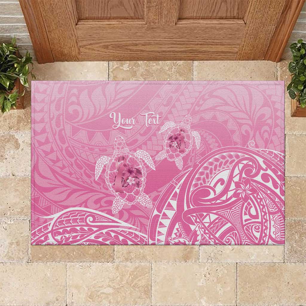 Personalised Polynesia Breast Cancer Awareness Rubber Doormat No One Fights Alone Turtle Ribbon - Pink Version LT14 Pink - Polynesian Pride