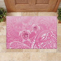 Personalised Polynesia Breast Cancer Awareness Rubber Doormat No One Fights Alone Turtle Ribbon - Pink Version LT14 Pink - Polynesian Pride