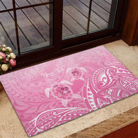Personalised Polynesia Breast Cancer Awareness Rubber Doormat No One Fights Alone Turtle Ribbon - Pink Version LT14 - Polynesian Pride