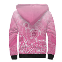Personalised Polynesia Breast Cancer Awareness Sherpa Hoodie No One Fights Alone Turtle Ribbon - Pink Version LT14 - Polynesian Pride