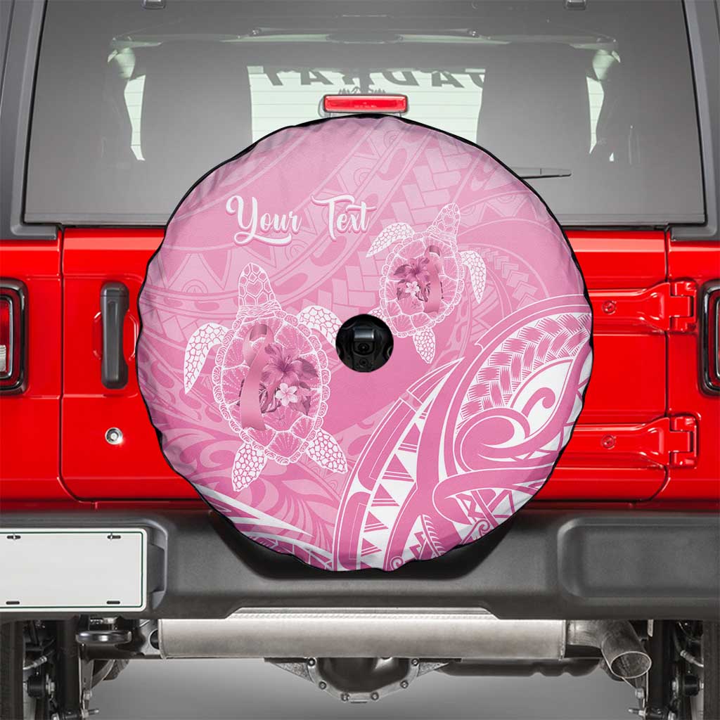 Personalised Polynesia Breast Cancer Awareness Spare Tire Cover No One Fights Alone Turtle Ribbon - Pink Version LT14 - Polynesian Pride
