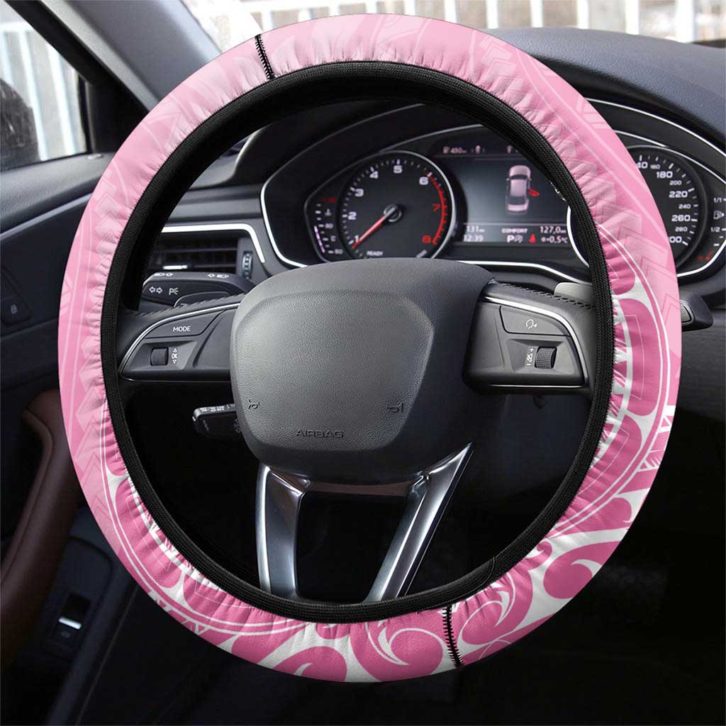 Polynesia Breast Cancer Awareness Steering Wheel Cover No One Fights Alone Turtle Ribbon - Pink Version LT14 - Polynesian Pride