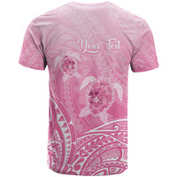 Personalised Polynesia Breast Cancer Awareness T Shirt No One Fights Alone Turtle Ribbon - Pink Version