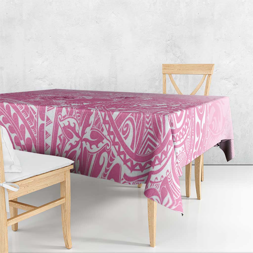 Personalised Polynesia Breast Cancer Awareness Tablecloth No One Fights Alone Turtle Ribbon - Pink Version LT14 - Polynesian Pride