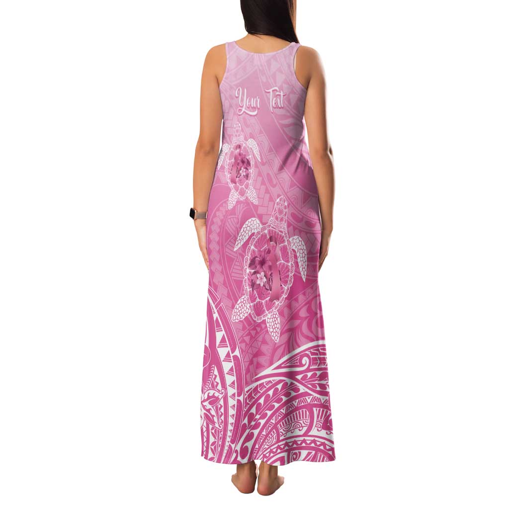 Personalised Polynesia Breast Cancer Awareness Tank Maxi Dress No One Fights Alone Turtle Ribbon - Pink Version