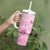 Personalised Polynesia Breast Cancer Awareness Tumbler With Handle No One Fights Alone Turtle Ribbon - Pink Version