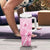 Personalised Polynesia Breast Cancer Awareness Tumbler With Handle No One Fights Alone Turtle Ribbon - Pink Version