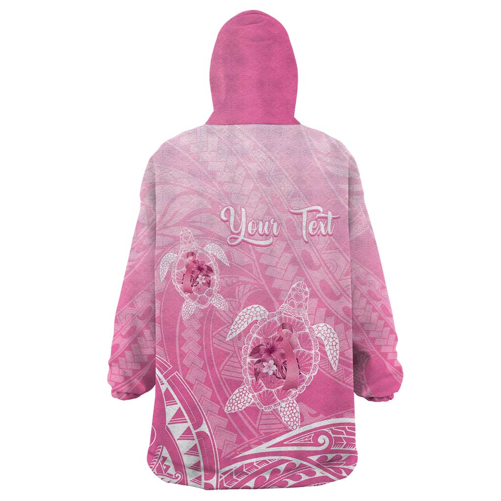 Personalised Polynesia Breast Cancer Awareness Wearable Blanket Hoodie No One Fights Alone Turtle Ribbon - Pink Version LT14 - Polynesian Pride