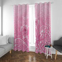 Personalised Polynesia Breast Cancer Awareness Window Curtain No One Fights Alone Turtle Ribbon - Pink Version LT14 With Grommets Pink - Polynesian Pride