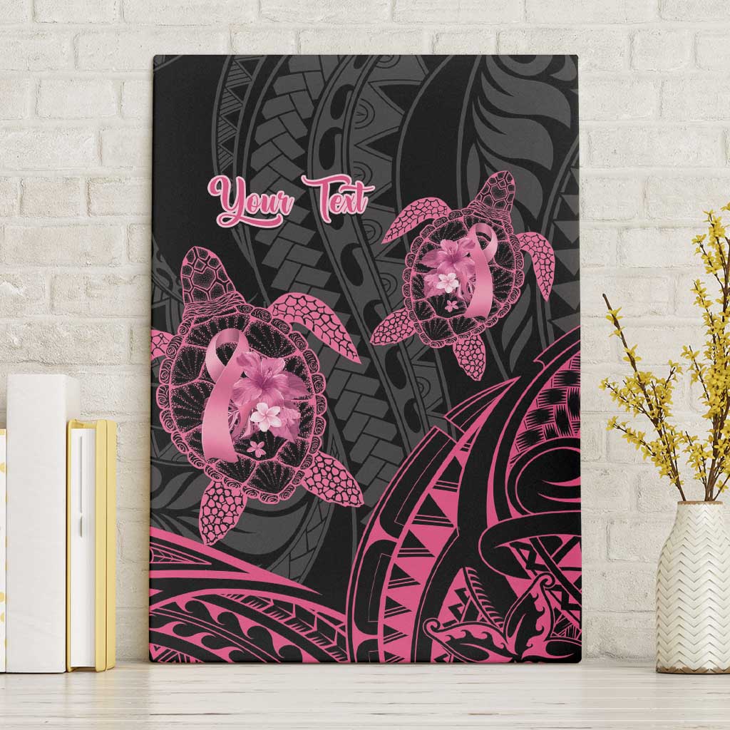 Personalised Polynesia Breast Cancer Awareness Canvas Wall Art No One Fights Alone Turtle Ribbon - Black Version LT14 Without Frame Black - Polynesian Pride