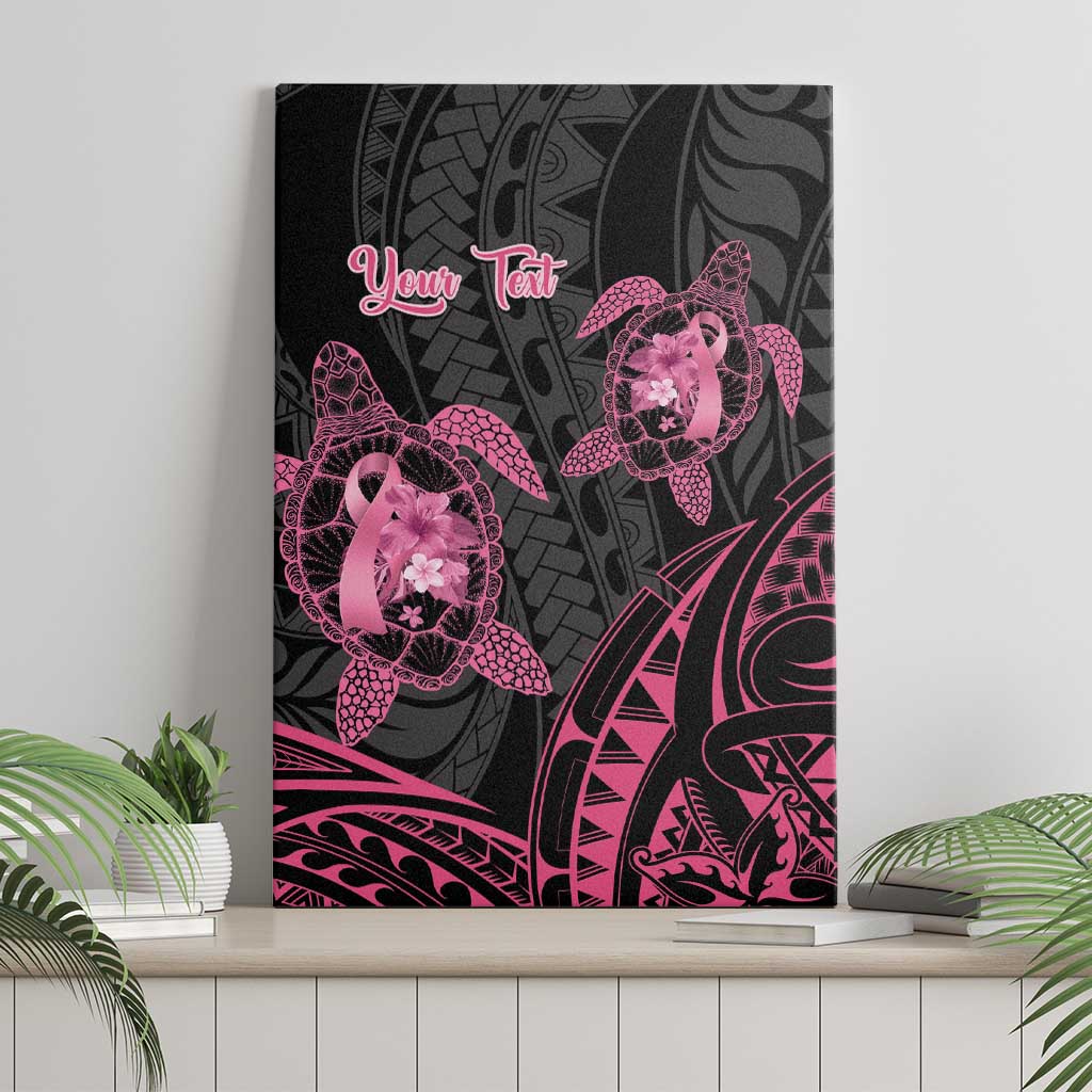 Personalised Polynesia Breast Cancer Awareness Canvas Wall Art No One Fights Alone Turtle Ribbon - Black Version LT14 - Polynesian Pride