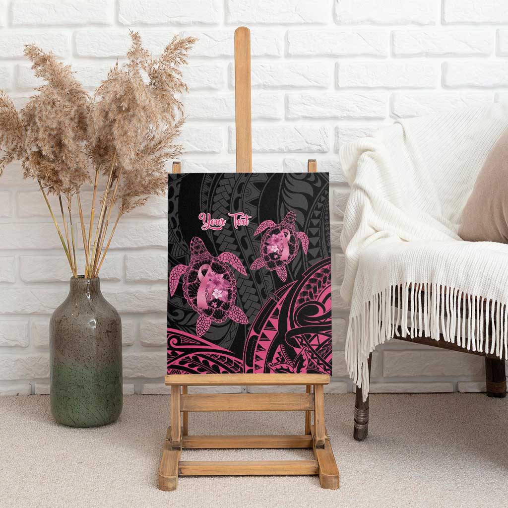 Personalised Polynesia Breast Cancer Awareness Canvas Wall Art No One Fights Alone Turtle Ribbon - Black Version LT14 - Polynesian Pride