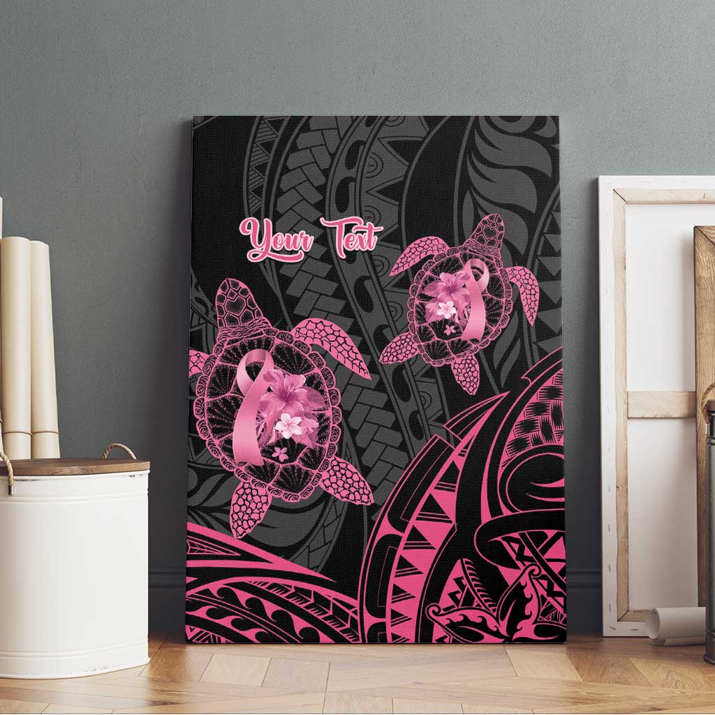 Personalised Polynesia Breast Cancer Awareness Canvas Wall Art No One Fights Alone Turtle Ribbon - Black Version LT14 - Polynesian Pride