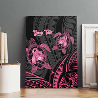 Personalised Polynesia Breast Cancer Awareness Canvas Wall Art No One Fights Alone Turtle Ribbon - Black Version LT14 - Polynesian Pride