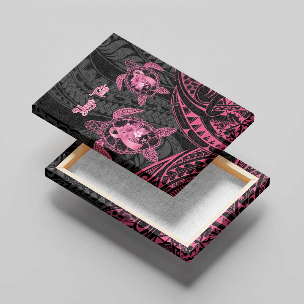 Personalised Polynesia Breast Cancer Awareness Canvas Wall Art No One Fights Alone Turtle Ribbon - Black Version LT14 - Polynesian Pride