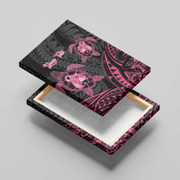 Personalised Polynesia Breast Cancer Awareness Canvas Wall Art No One Fights Alone Turtle Ribbon - Black Version LT14 - Polynesian Pride