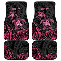 Personalised Polynesia Breast Cancer Awareness Car Mats No One Fights Alone Turtle Ribbon - Black Version LT14 - Polynesian Pride