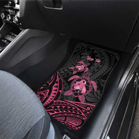 Personalised Polynesia Breast Cancer Awareness Car Mats No One Fights Alone Turtle Ribbon - Black Version LT14 - Polynesian Pride