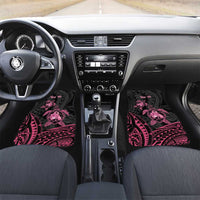 Personalised Polynesia Breast Cancer Awareness Car Mats No One Fights Alone Turtle Ribbon - Black Version LT14 Set 2pcs - Front Black - Polynesian Pride