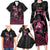 Personalised Polynesia Breast Cancer Awareness Family Matching Long Sleeve Bodycon Dress and Hawaiian Shirt No One Fights Alone Turtle Ribbon - Black Version