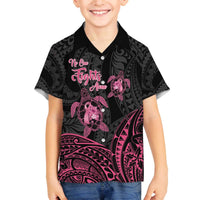 Personalised Polynesia Breast Cancer Awareness Family Matching Puletasi and Hawaiian Shirt No One Fights Alone Turtle Ribbon - Black Version LT14 Son's Shirt Black - Polynesian Pride