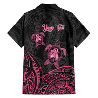Personalised Polynesia Breast Cancer Awareness Family Matching Summer Maxi Dress and Hawaiian Shirt No One Fights Alone Turtle Ribbon - Black Version LT14 - Polynesian Pride