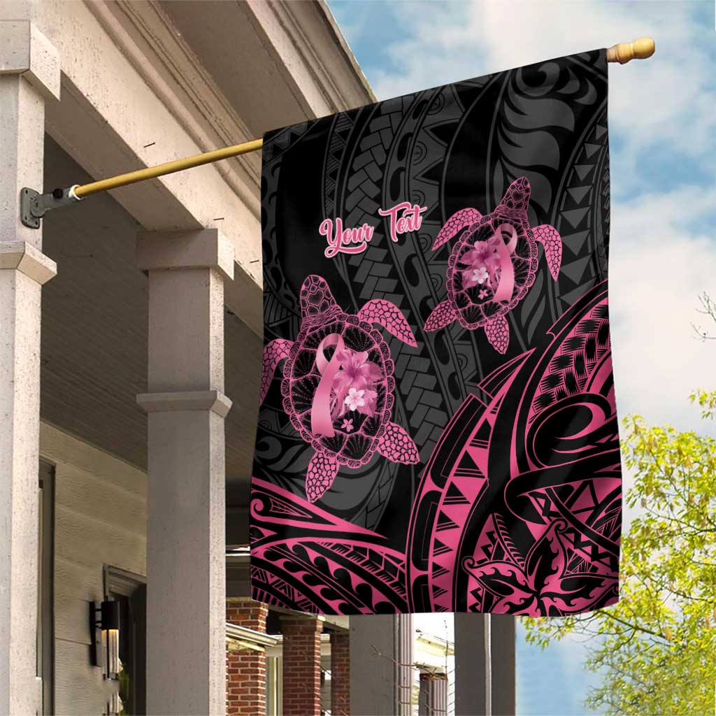 Personalised Polynesia Breast Cancer Awareness Garden Flag No One Fights Alone Turtle Ribbon - Black Version LT14 House Flag Black - Polynesian Pride