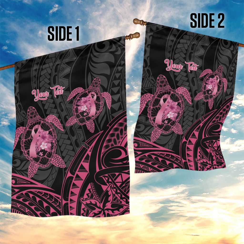 Personalised Polynesia Breast Cancer Awareness Garden Flag No One Fights Alone Turtle Ribbon - Black Version LT14 - Polynesian Pride