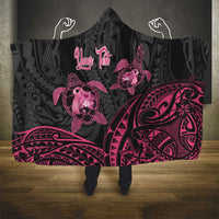 Personalised Polynesia Breast Cancer Awareness Hooded Blanket No One Fights Alone Turtle Ribbon - Black Version LT14 - Polynesian Pride